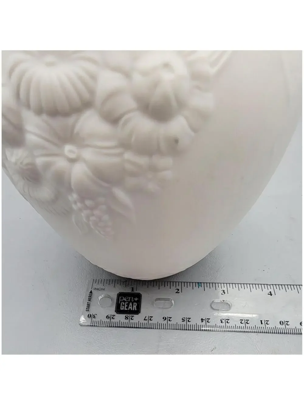 Kaiser Germany White Bisque Porcelain Vase Floral Relief Embossed Vintage